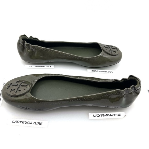 NWOB with dust bag TORY BURCH Minnie Travel Ballet Flats Patent Leather-Size 7.5